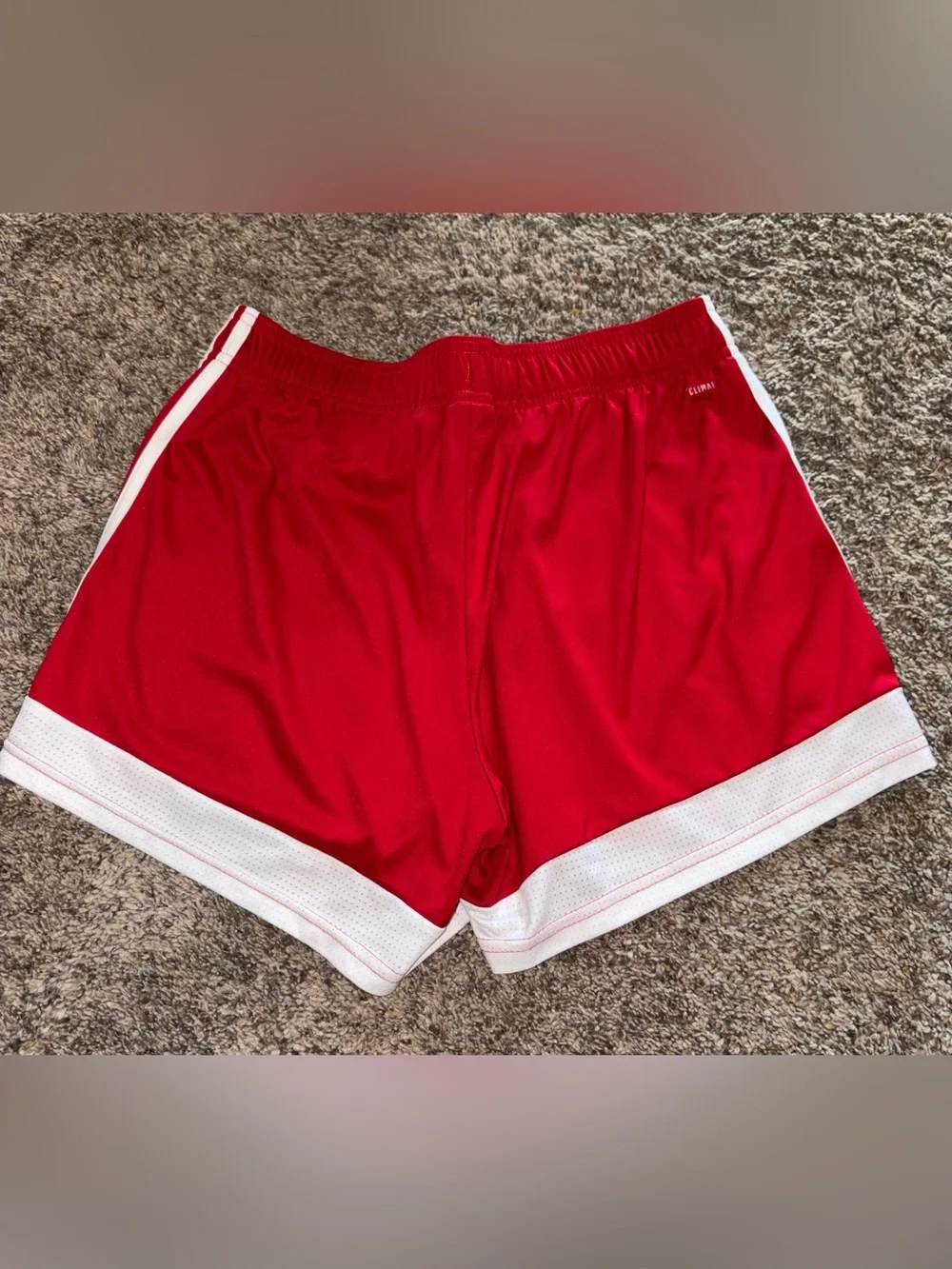adidas Red Athletic Shorts with White Trim - Picture 3 of 6